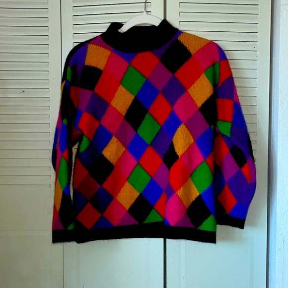 Vintage 1990s Rafaella Argyle Color Blocked  size L - Picture 1 of 4